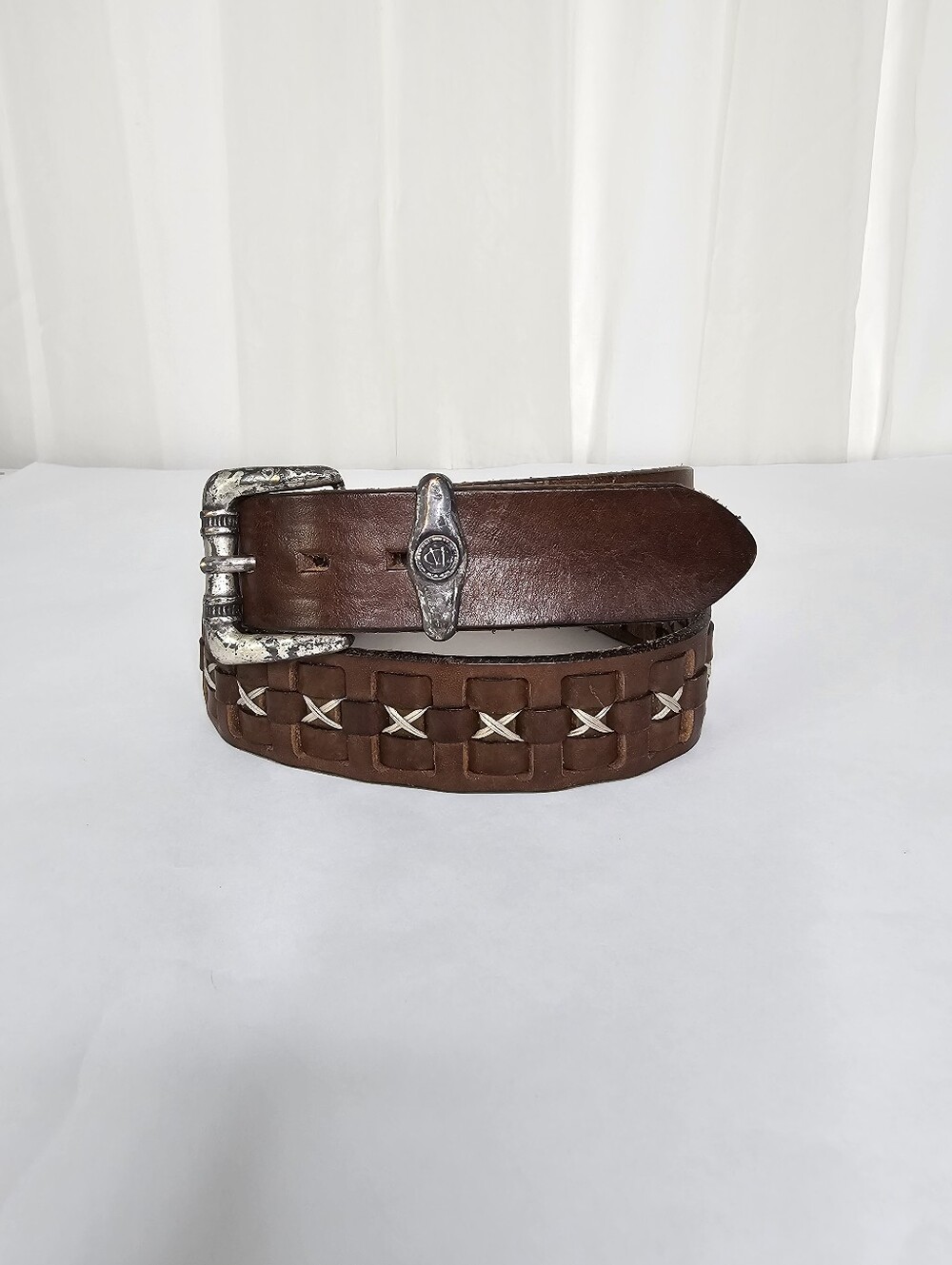 Vintage Marlboro Classics Western Brown Leather Woven Belt